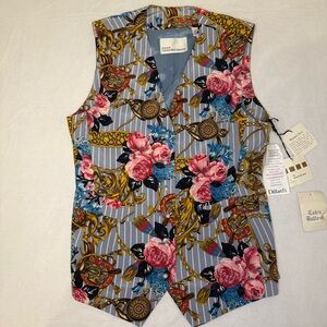 Dana Buchman Silk Vest Size 12‎ Vintage Baroque Floral Print Made in Korea New